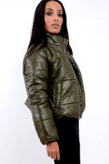Khaki Puffer Coat - Alyssa-Coats