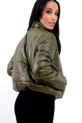 Khaki Puffer Coat - Alyssa-Coats