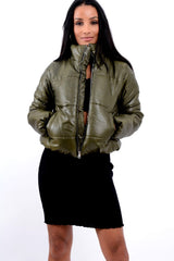 Khaki Puffer Coat - Alyssa-Coats