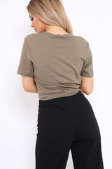 Khaki Rebellious Slogan T-shirt - Casey-Tops