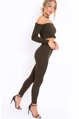 Khaki Ribbed Knit Co-ord - Luna-Co-ords