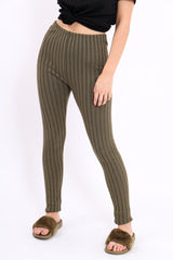 Khaki Ribbed Leggings - Penelope-Loungewear