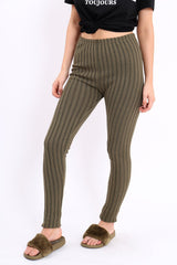 Khaki Ribbed Leggings - Penelope-Loungewear