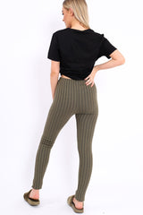 Khaki Ribbed Leggings - Penelope-Loungewear