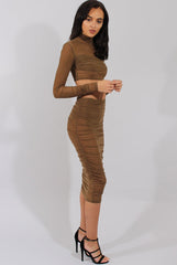 Khaki Sheer Ruched Co-ord - Kerry-Co-ords