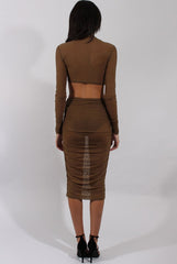 Khaki Sheer Ruched Co-ord - Kerry-Co-ords