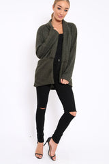 Khaki Shimmery Cardigan - Nicky-Knitwear