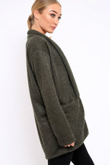 Khaki Shimmery Cardigan - Nicky-Knitwear