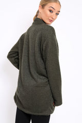 Khaki Shimmery Cardigan - Nicky-Knitwear
