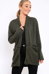 Khaki Shimmery Cardigan - Nicky-Knitwear