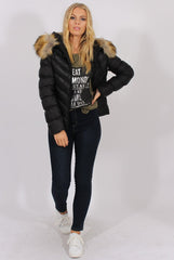 Khaki Short Sleeved Slogan Top - Gillian-Tops