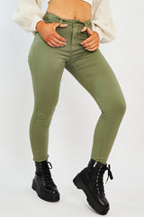 Khaki Skinny Stretch Denim Jeans - Maeva-Jeans
