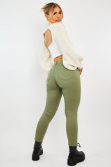 Khaki Skinny Stretch Denim Jeans - Maeva-Jeans