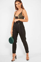 Khaki Snake Print Lace Panelled Bodysuit - Lenya-Bodysuits