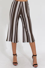 Khaki Stripe Stripe Culotte - Margo-Trousers