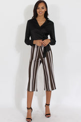 Khaki Stripe Stripe Culotte - Margo-Trousers