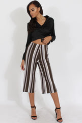 Khaki Stripe Stripe Culotte - Margo-Trousers