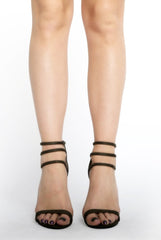 Khaki Suede Multi Cross Strap Heels - Haley-Heels