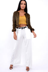 Khaki Suedette Frill Hems Jacket - Elsa-Jackets