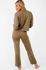 Khaki Sweatshirt Slim Jogger Tracksuit - Erieanna-Co-ords