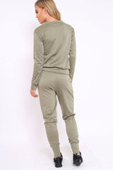 Khaki Sweatshirt and Joggers Loungewear Set - Evalin-Loungewear