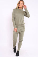 Khaki Sweatshirt and Joggers Loungewear Set - Evalin-Loungewear