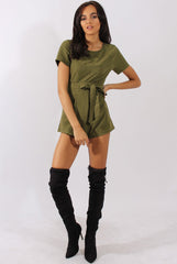 Khaki Tie Back Playsuit - Lunah-Playsuits
