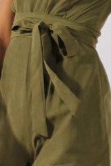 Khaki Tie Back Playsuit - Lunah-Playsuits