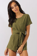 Khaki Tie Back Playsuit - Lunah-Playsuits