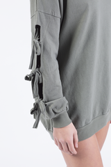 Khaki Tie Sleeve Detail Jumper Dress - Gina-Jumper