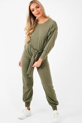 Khaki Tie at Waist Tracksuit - Sammie-Loungewear