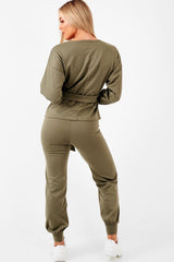 Khaki Tie at Waist Tracksuit - Sammie-Loungewear