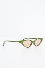 Khaki Tinted Lens Mini Cat Eye Sunglasses - Ezrie-Sunglasses