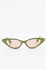 Khaki Tinted Lens Mini Cat Eye Sunglasses - Ezrie-Sunglasses