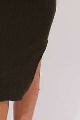 Khaki Turtleneck Knitted Maxi Dress - Cece-Dresses