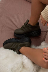Khaki Two Tone Extreme Sole Chunky Trainers - Miara-Trainers