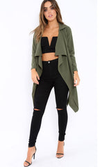 Khaki Waterfall Frill Jacket - Bexley-Jackets