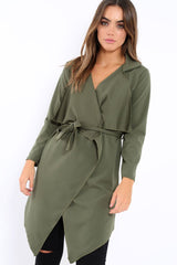 Khaki Waterfall Frill Jacket - Bexley-Jackets