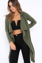 Khaki Waterfall Frill Jacket - Bexley-Jackets