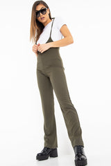 Khaki White T-Shirt Underlay Scoop Jumpsuit - Fern-Jumpsuits