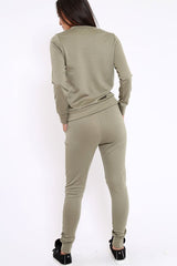 Khaki Zip Loungewear Set - Kelly-Loungewear