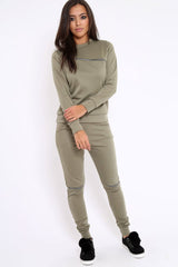 Khaki Zip Loungewear Set - Kelly-Loungewear