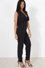 Khloe Black V Front Jumpsuit-Jumpsuits