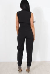 Khloe Black V Front Jumpsuit-Jumpsuits