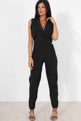 Khloe Black V Front Jumpsuit-Jumpsuits