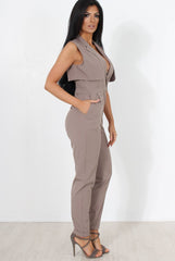 Khloe Grey V Front Jumpsuit-Jumpsuits