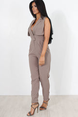 Khloe Grey V Front Jumpsuit-Jumpsuits