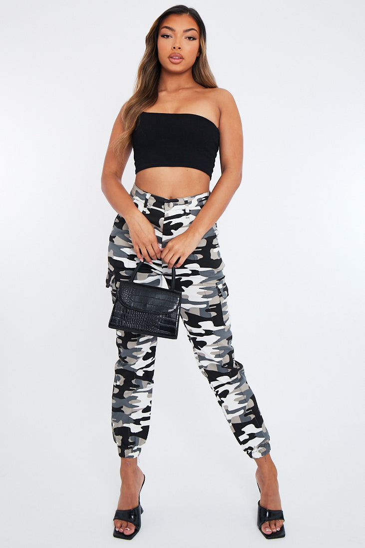 Grey Camo Cuffed Cargo Trousers - Genesis
