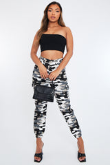 Grey Camo Cuffed Cargo Trousers - Genesis