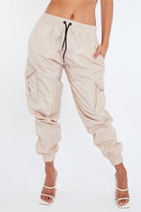 Stone Cuffed Hem Shell Cargo Joggers - Iris